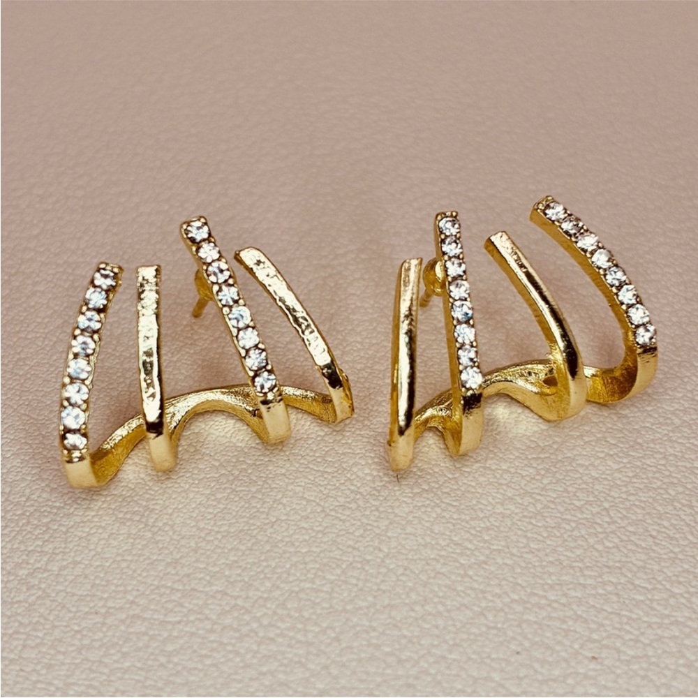 Gold Crystal CZ Stud Earrings